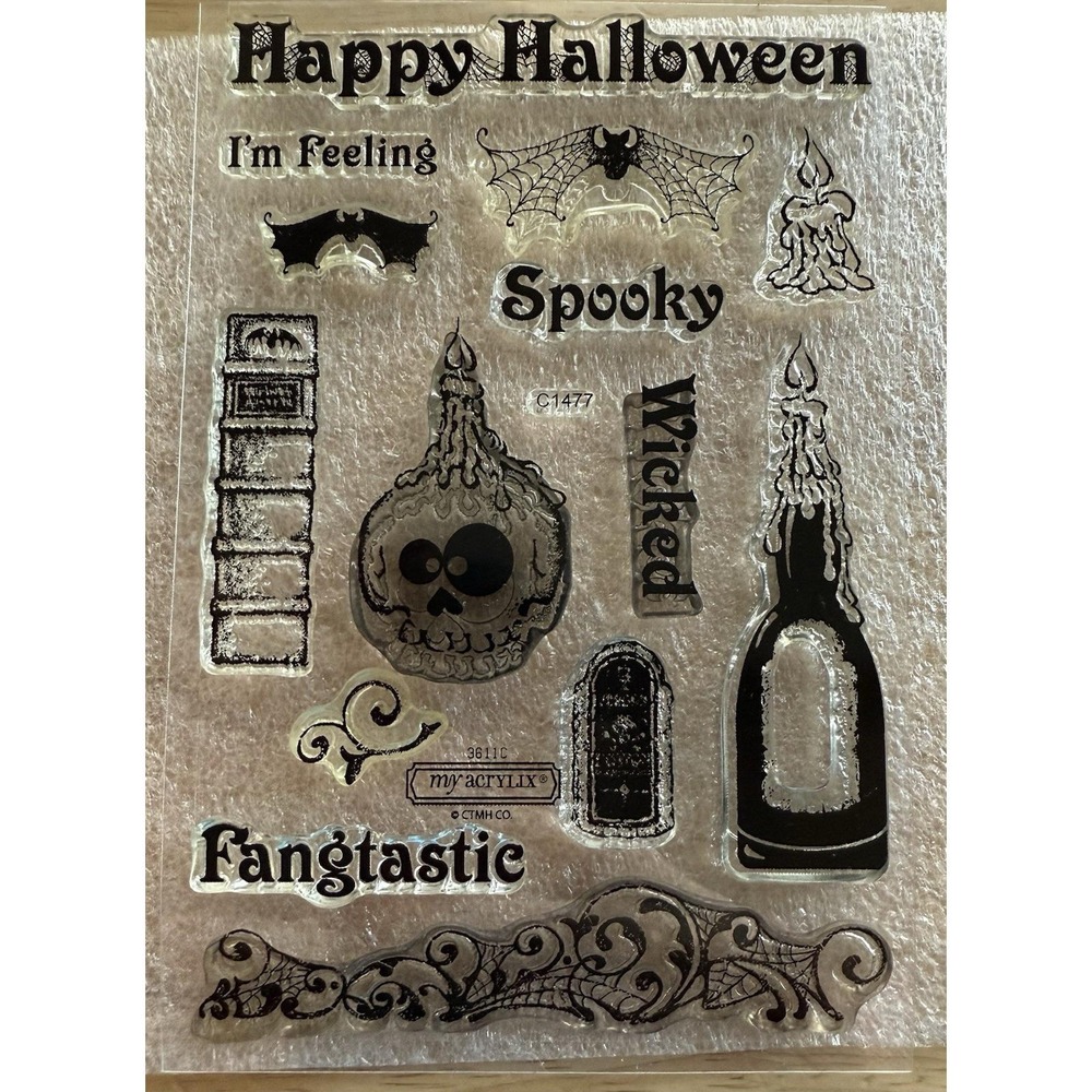 Close To My Heart CTMH Autumn My Acrylix Clear Stamp Set Happy Halloween Spooky